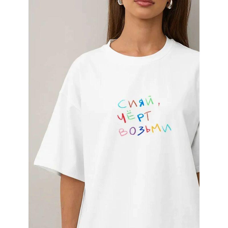 New Letter Printed Top Western Style New Fashion Casual Loose Print Short sleeve T-shirt Top