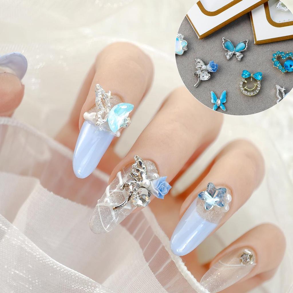 Nail Art Accessories: Alloy Rhinestone Set with Bow, Heart, Fishtail DIY Decorations