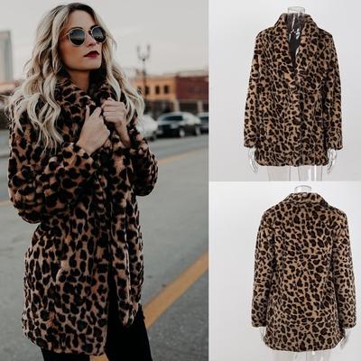 Ženy Zimné kabáty z umelej kožušiny Vintage Leopard Žena Voľné Teplé Kabáty Ležérne Street Lady Živočíšna potlač Hrubé oblečenie