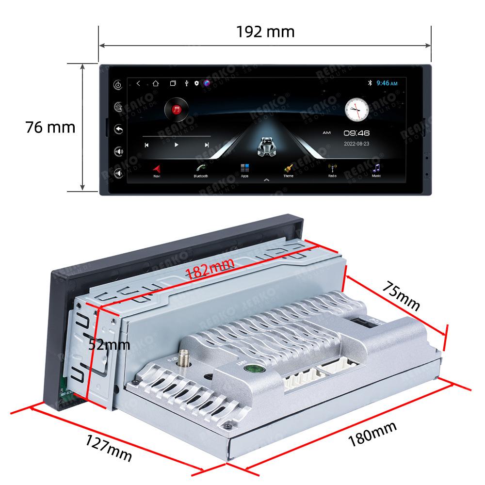 Reakosound 1 Din 6,9palcový Andriod 12 Multimediální přehrávač do auta GPS Navigace BT Wifi USB FM MirrorLink HD autorádio Stereo