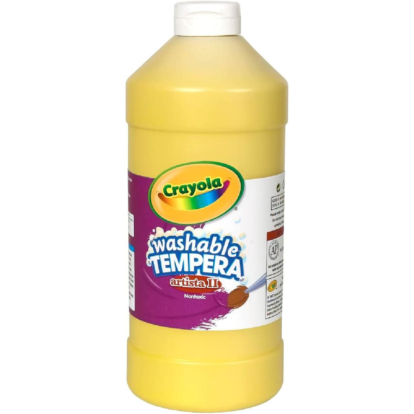 Crayola Washable Tempera Paint For Kids, Yellow Paint, Classroom Supplies, Non Toxic, 32 Oz Squeeze Bottle