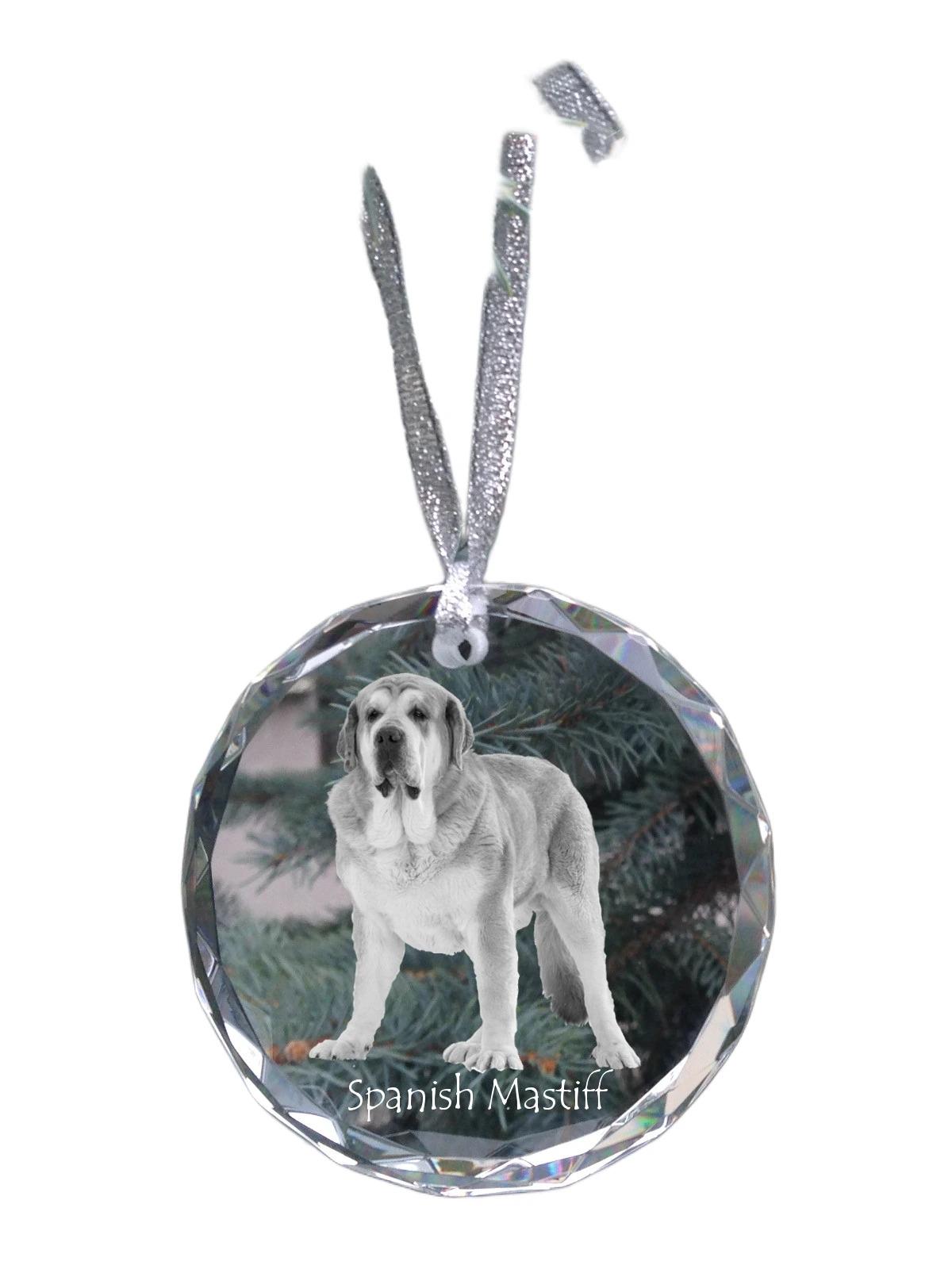

Spanish Mastiff, Mastín Español - crystal bauble with a photo, dog photo in crystal, personalized Christmas tree ornament by Art-Dog brand прозорий