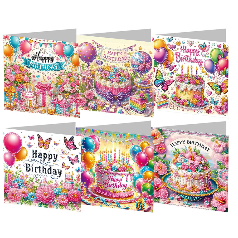 6pcs DIY Rhinestone Diamond Art Mosaic Postcards Diamond Art Handmade Cards Creative Christmas Birthday & Thanksgiving Card Kits