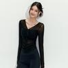 Sexy Mesh High-end Yoga Clothes Long-sleeved Integrated Chest Pad Fitness Professional Training Pilates Sports Top