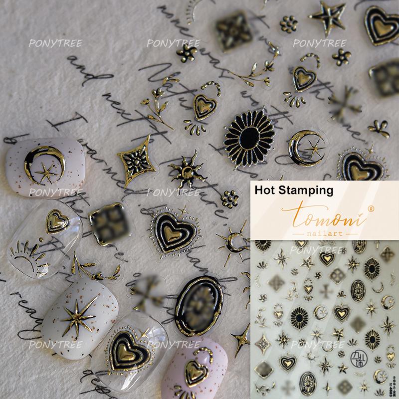 Punk Silver Metal Line Star Flower Love Colorful Butterfly Nail Art Stickers Horror Halloween Decorations Manicure Decals