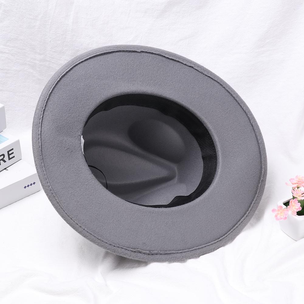 Vintage Winter Autumn Woolen Wide Brim Stage Performance Cowboy Hat Jazz Cap Fedora Hat Panama