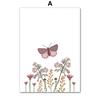 Boho Flower Butterfly Nursery Posters Cartoon Wall Art Print Canvas Painting Wildflower Pictures Baby Kids Room Home Decoration