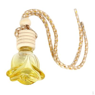 Forma bottiglia di profumo in vetro ricaricabile, pendenti da appendere all'auto, decorazione per auto, deodorante per ambienti - giallo
