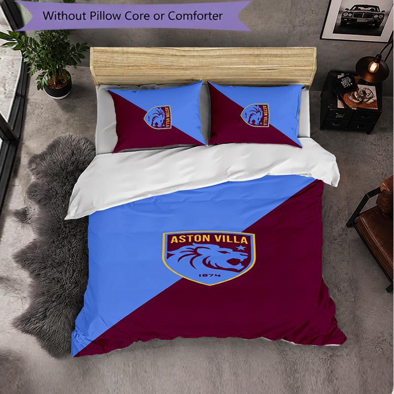 Set Biancheria da Letto Aston Villa Football 3 Pezzi Morbido Set Copripiumino con Federe Set Decorazione Camera da Letto per la Casa