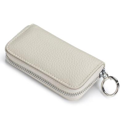 YuHaru Key Case Women Genuine Leather Card Smart Car 6 Slots 2 Inner Pockets Holder Carabiner Large Capacity Gift.