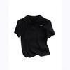 Temperament Lapel Ice Silk Knit Top Summer Loose Thin Twist Short-sleeved T-shirt