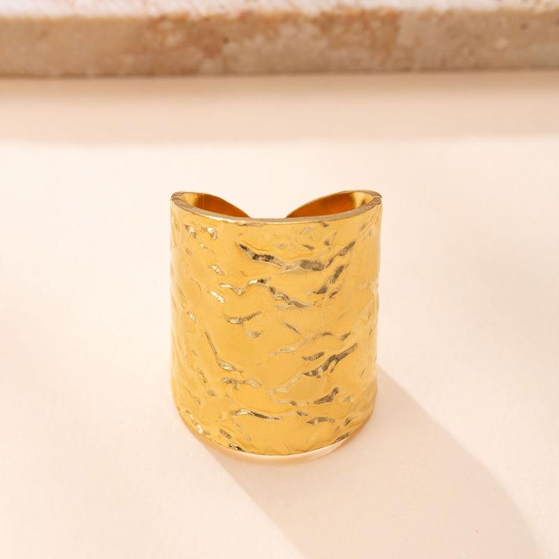Punk Gothic Metal Wide Thick Open Rings for Men Women Hiphop Exaggerated Hammer Texture Ring Fashion Party Jewelry Accessories