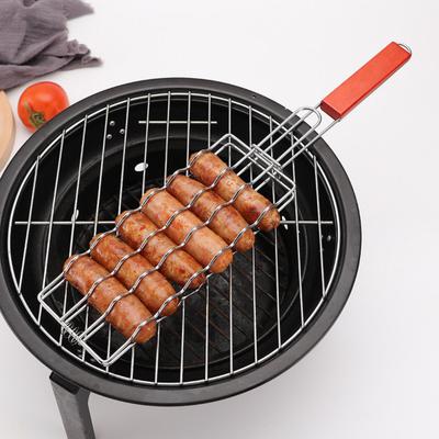 Grillkorb aus Edelstahl mit Griff Hotdog-Grillrost BBQ-Wursthalter Rostbeständiges erweiterbares BBQ-Grillwerkzeug für das Kochen im Freien