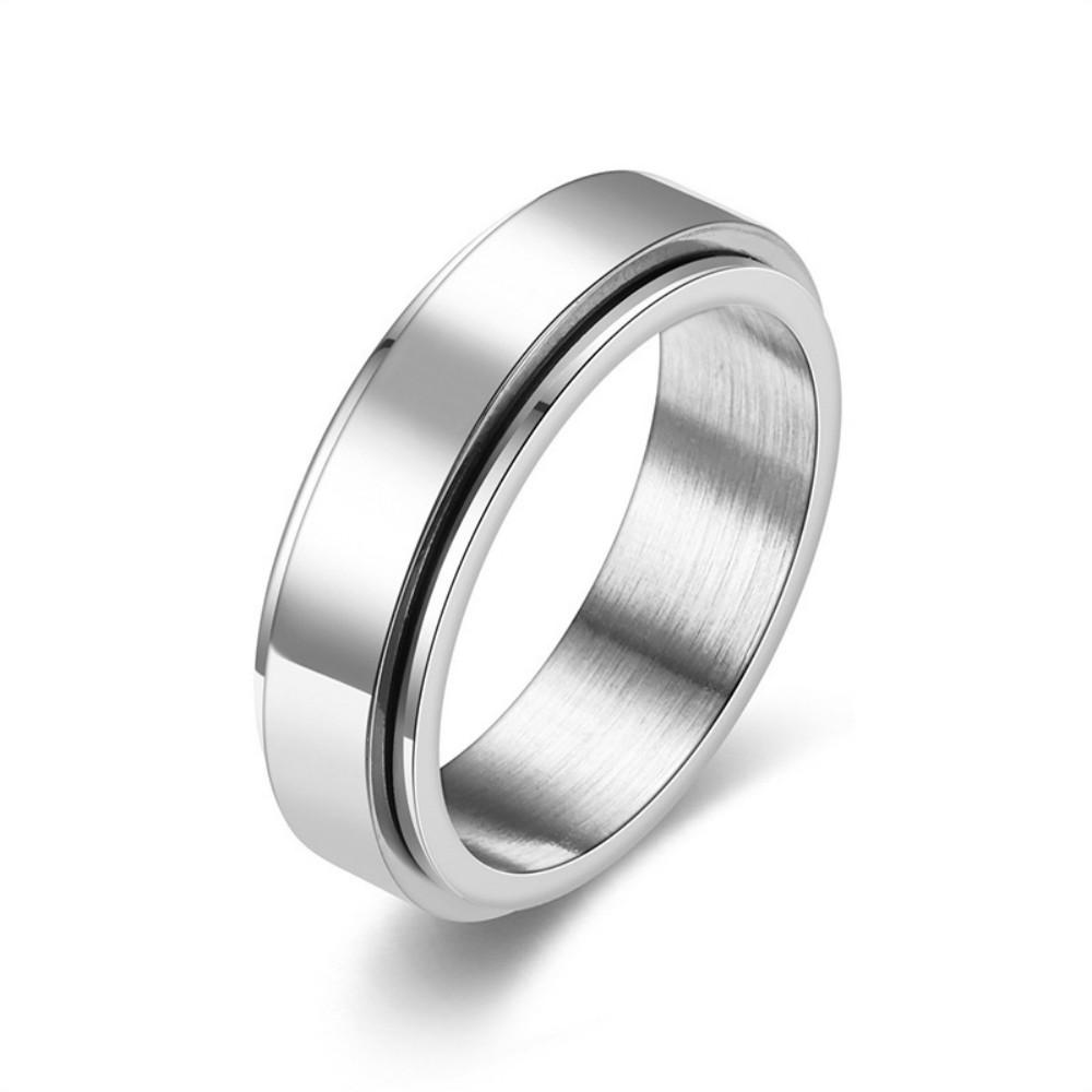Angst Fidget Spinner Edelstahl Schwarze Ringe Einfacher Titanstahlring für Männer Frauen Hohe Qualität Anti-Stress-Schmuck
