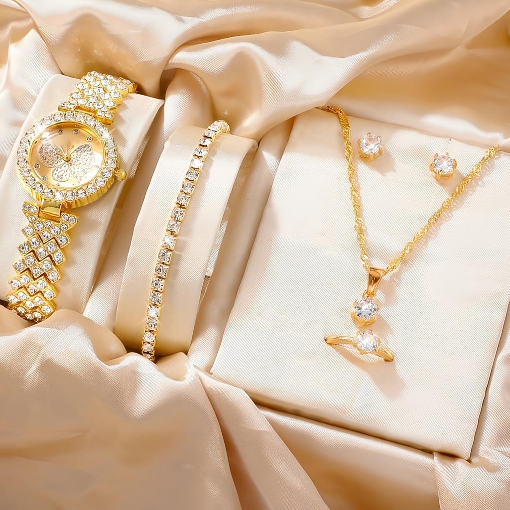 5 stk Klokkesett Dame Diamantbesatt Allsidig Åtte-klo Diamantring Smykker Damesett