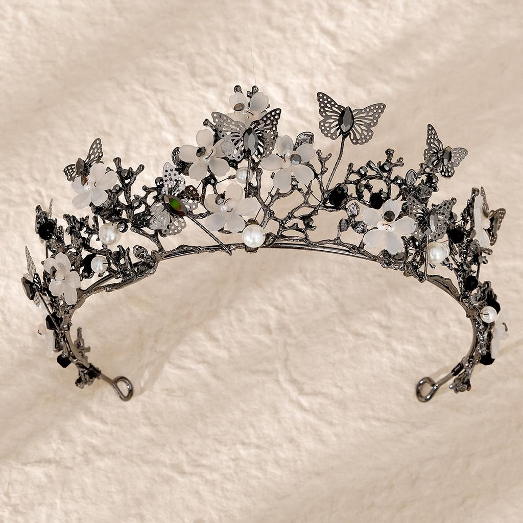 Halloween Jewelry Rhinestone Alloy Crown Holiday Party Dance Dress Headdress High-end Black Crown