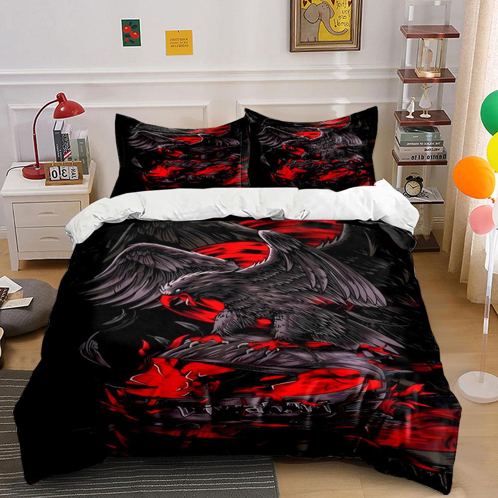 Eagle with red flames. Bedding sets Duvet cover sets Duvet covers Pillowcases(1* Duvet Cover 2* Pillowcases without duvet insert)