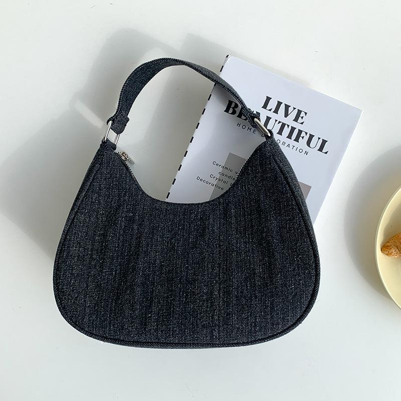 2024 New Korean Style Women's Handbag Ins Cross-border Retro All-matching Fashionable Washed Denim Bag Female