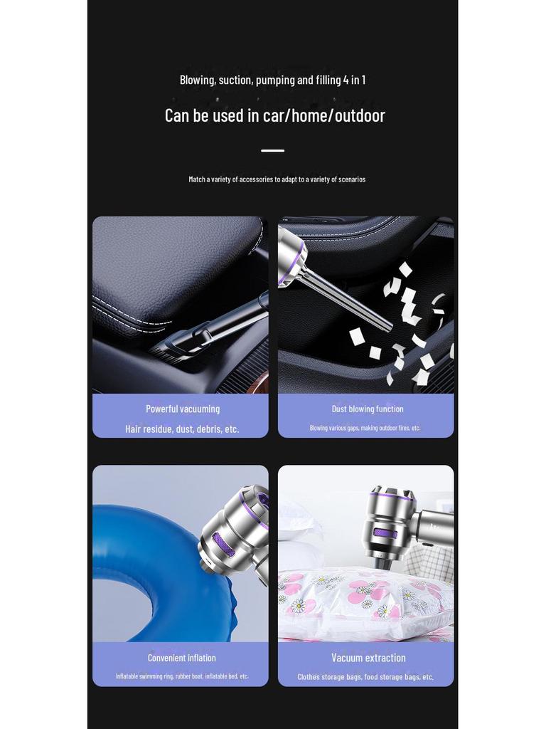 High-Power Handheld Car Vacuum & Inflator: Dual-Purpose Brushless Dust Blower