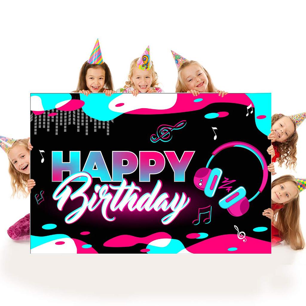 Poster Tela Sfondo Per Decorazione Festa 4° Compleanno Ragazza - 120x80 Cm - Tema Rosa E Oro - Banner Con Occhielli Per Anniversario