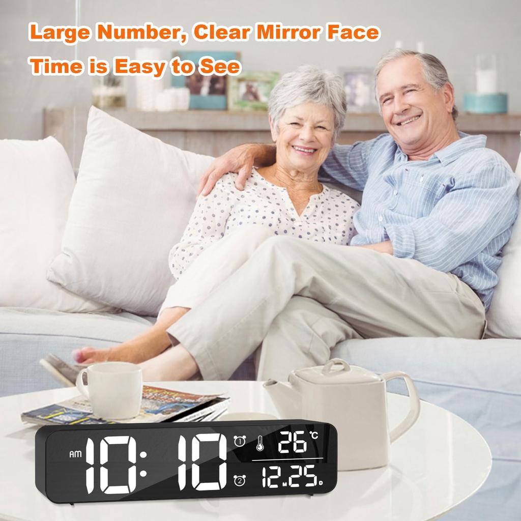 Réveil numérique ALANAS avec variateur de répétition et réglage du volume, port de charge USB, horloge alimentée pour chambre/salon