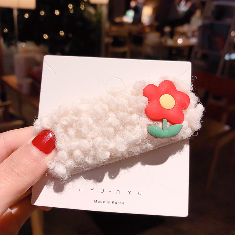 Korean Influencer Lambswool Mori Girl Hair Clip - Plush Fairy Side Hairpin