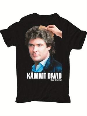 New Fun David Letterman T-Shirt- Retro TV Host Graphic T-Shirt with Iconic Comb Design, Casual Short-Sleeve Crew Neck T-Shirt, Fans, Classic Fit
