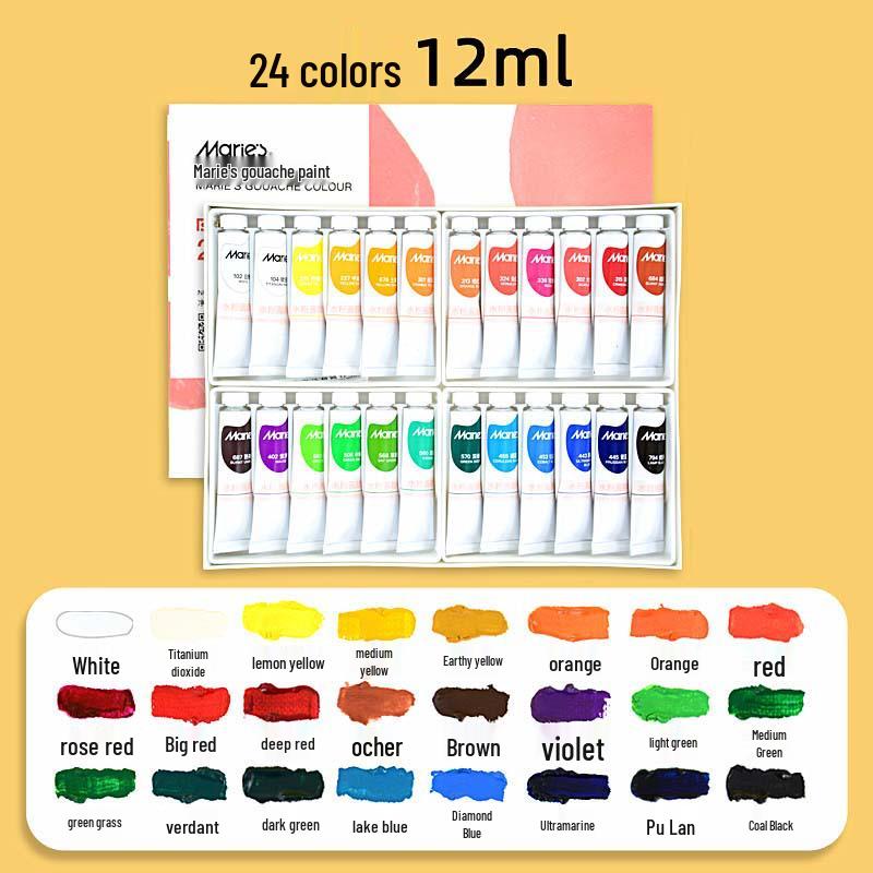 Mali Washable Gouache Paint Set for Beginners - 12, 18, or 24 Colors
