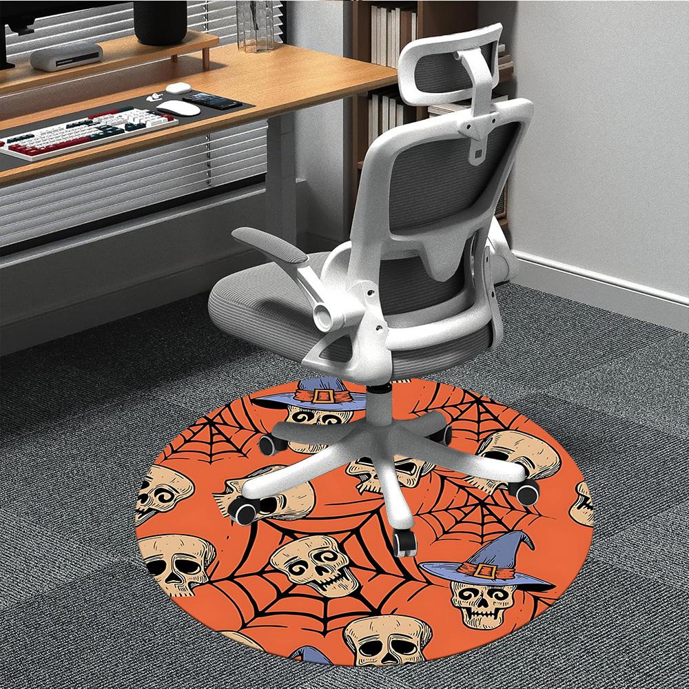 

1PC Halloween Skulls Chair Carpet for Office, Indoor Non-Slip Washable Carpet, Soft Comfortable Mat For Office Room yy250930214 80cm by 80cm