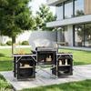 Foldable Outdoor Kitchen Station,Sturdy Outdoor Kitchen Island with Integrated Shelf System,Compact Camping Kitchen Island(only with Kitchen Cabinet)