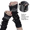Kreativní kovová přezka Návleky na paže Tmavý Punk Y2K Rukavice bez prstů Výšivka Japonské Cosplay Rukavice Dámské