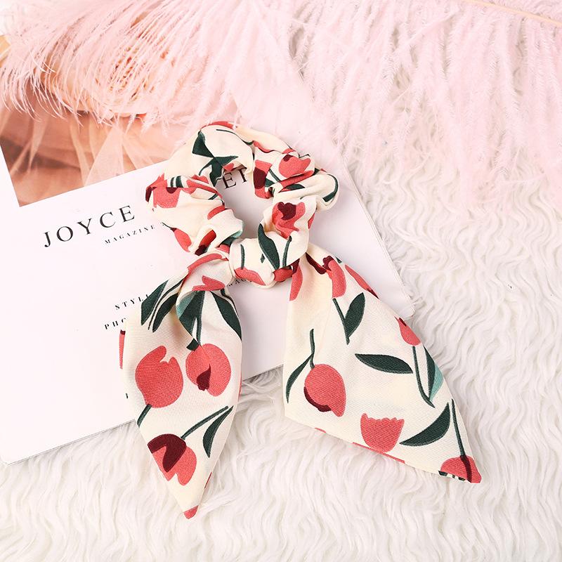 

1 шт. Новейший бант для волос в стиле Инс, простой хвостик в японском стиле, романтичная сатиновая резинка для волос с принтом.