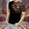 Summer Round Neck 3D Aztec Style Pattern Print Top Fashionable Casual Short Sleeved Men's T-shirts