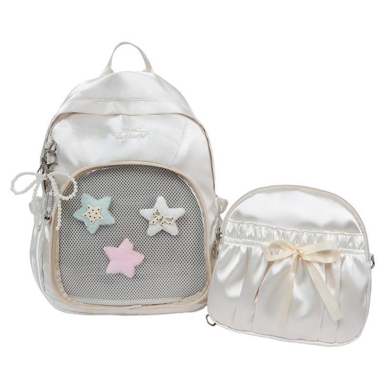 

2025 New Korean Style Ins Backpack Fresh Middle School Student Schoolbag Japanese Simple Detachable Pain Bag