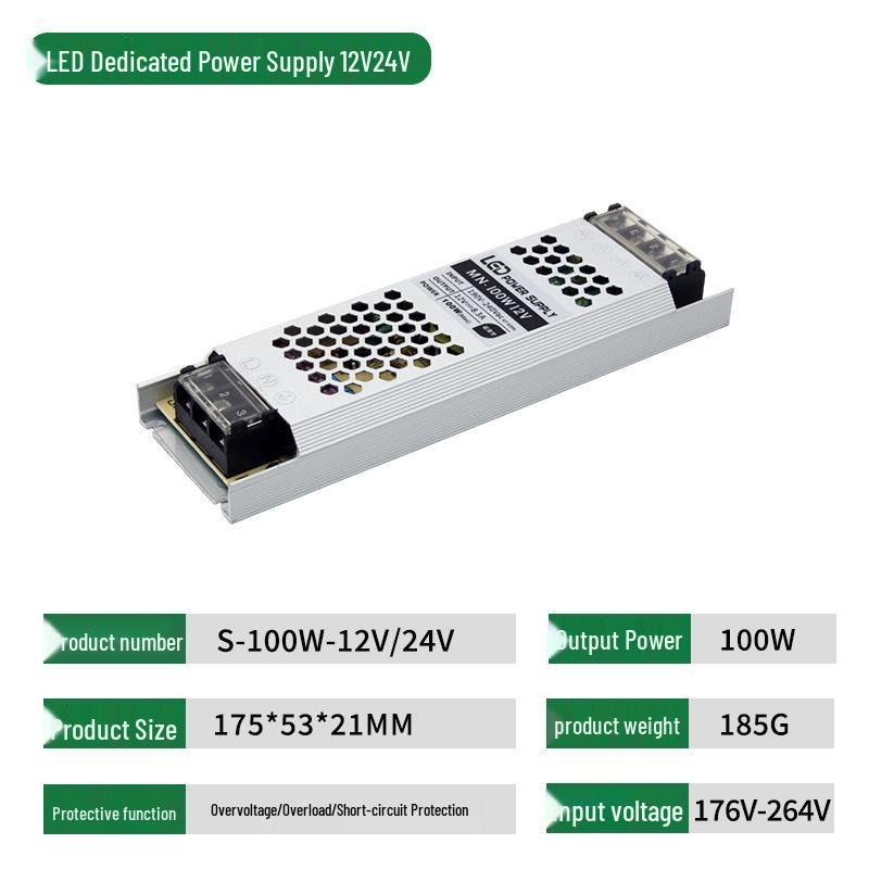Ultra-Thin Silent 12V LED Strip Power Supply - Yellow Linear Transformer