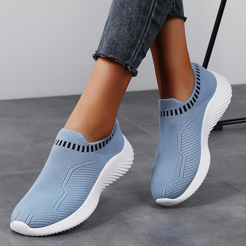 Women's casual shoes spring and summer fly-woven sports casual shoes comfortable mesh one-pedal light soft-soled women's shoes