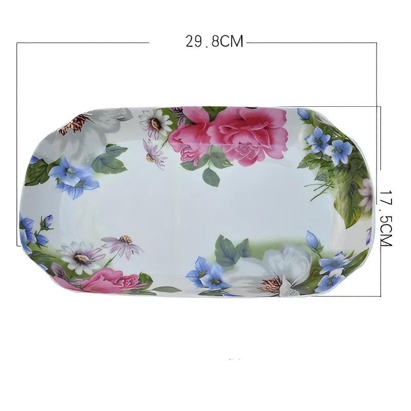 12 Inch, Fine Bone China Dinner Plate Tray, Ceramic Oval Fish Dishes, Decorative Buffet Dishes Serving, Big Cake Tray