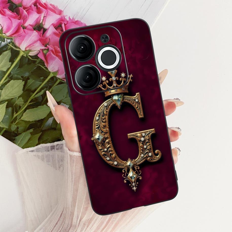 For Itel A80 Case A671L A671LC Back Cover Luxury A Z Initial Letter Crown Soft Silicone Couple Phone Case For ItelA80 A 80 Shell