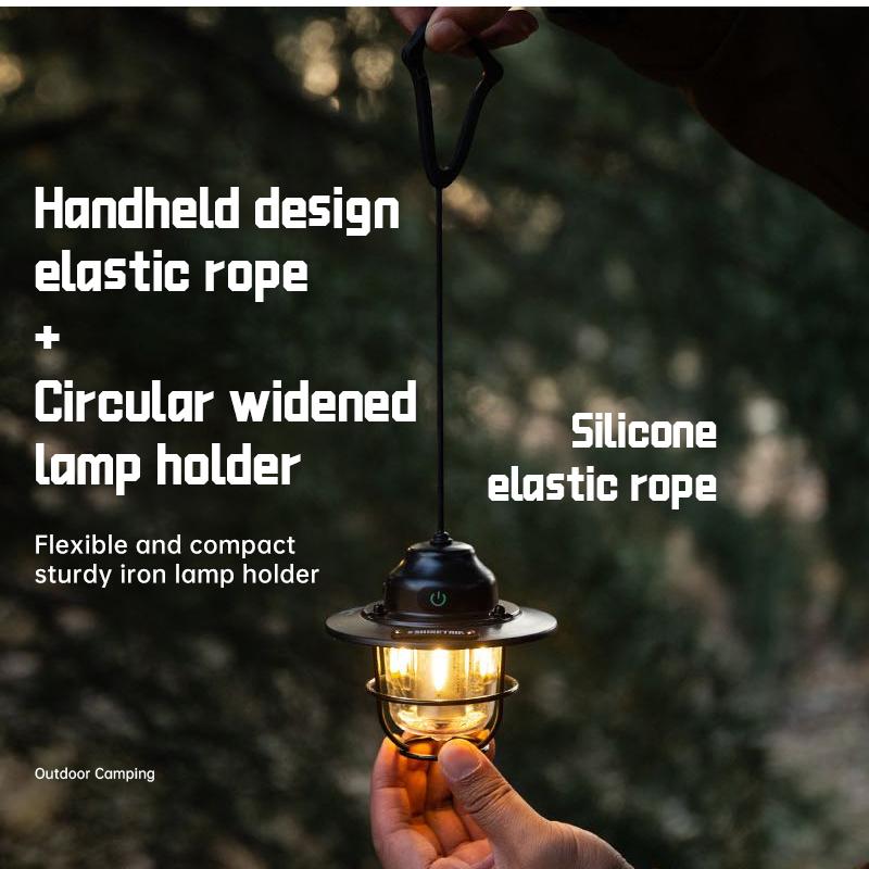 Outdoor Portable Handheld Light with Long Lifespan Tent Light Hanging Light Typec Rechargeable Flashlight Waterproof Light