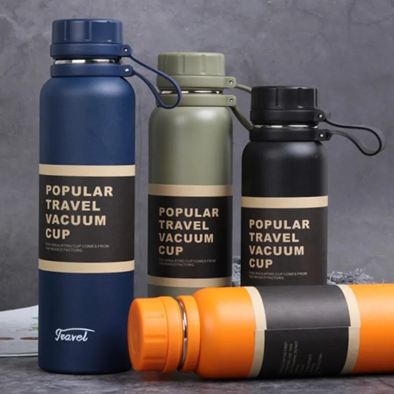 Thermos Cups 304 Stainless Steel Vacuum Cup Silicone Handle 850ML Large Capacity Thermos Water Kettle with Tea Net Outdoor Travel Drinkware 5 Colors
