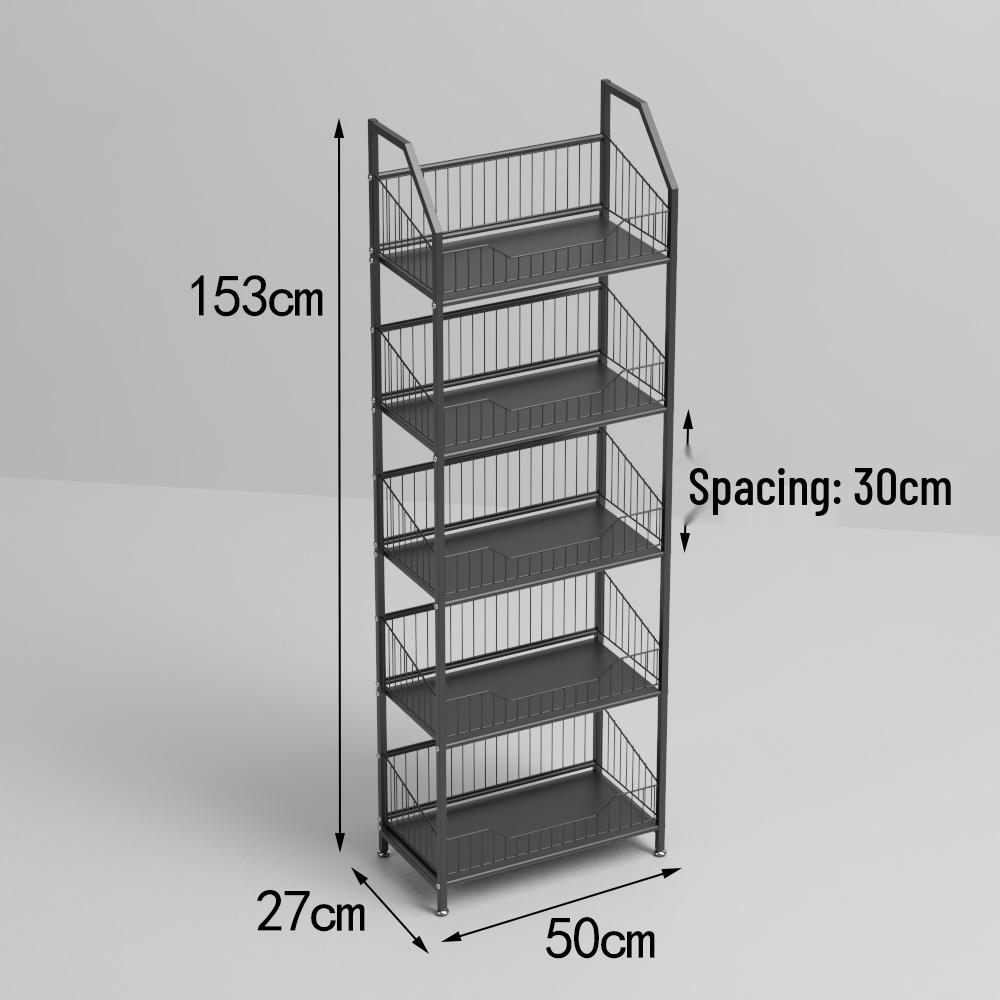 Freestanding Multilayer Snack & Beverage Display Rack for Convenience and Home Use