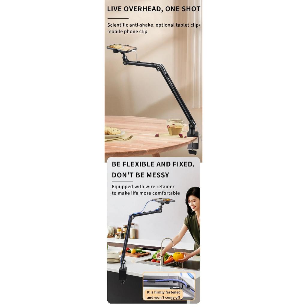 2025 Tablet Stand Holder for Ipad,Portable Monitor Stand Desk Mount for 15.6'' 16'' Screen,Aluminum Long Arm with Rotating