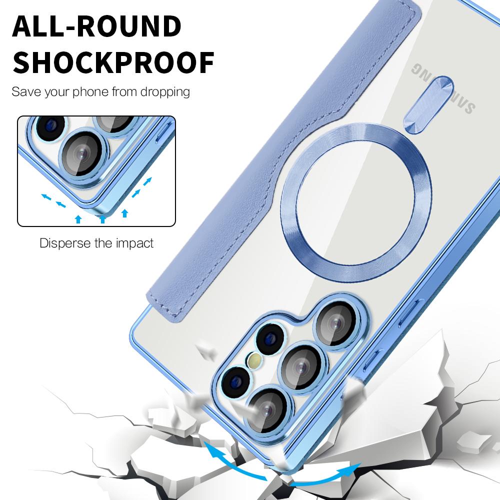 Flip Magnetic Leather Case For Samsung Galaxy S25 Edge S24 Plus S23FE S22 Ultra Wireless Charging Transparent Card Wallet Cover