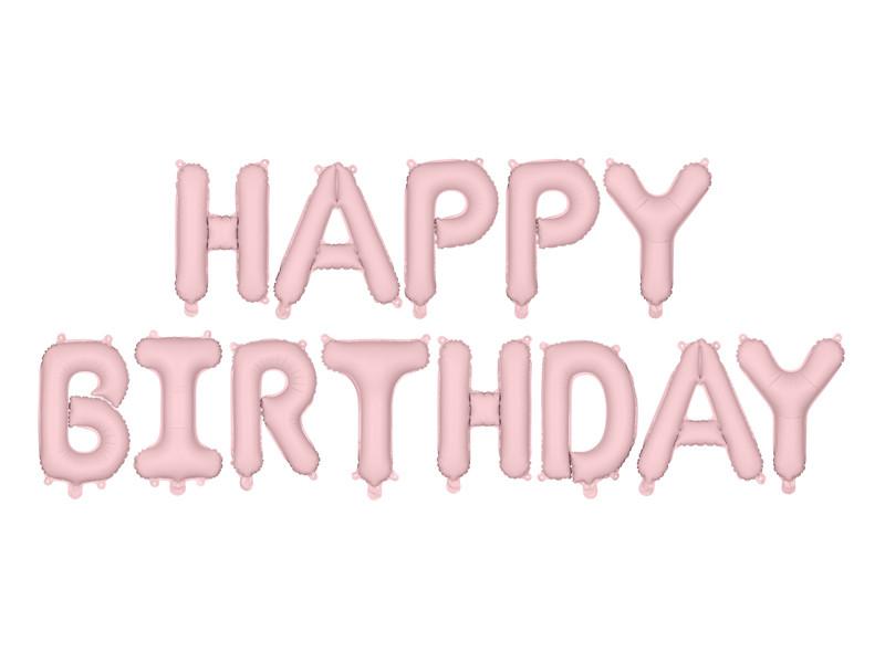Folieballon Happy Birthday Pastel roze- pink party