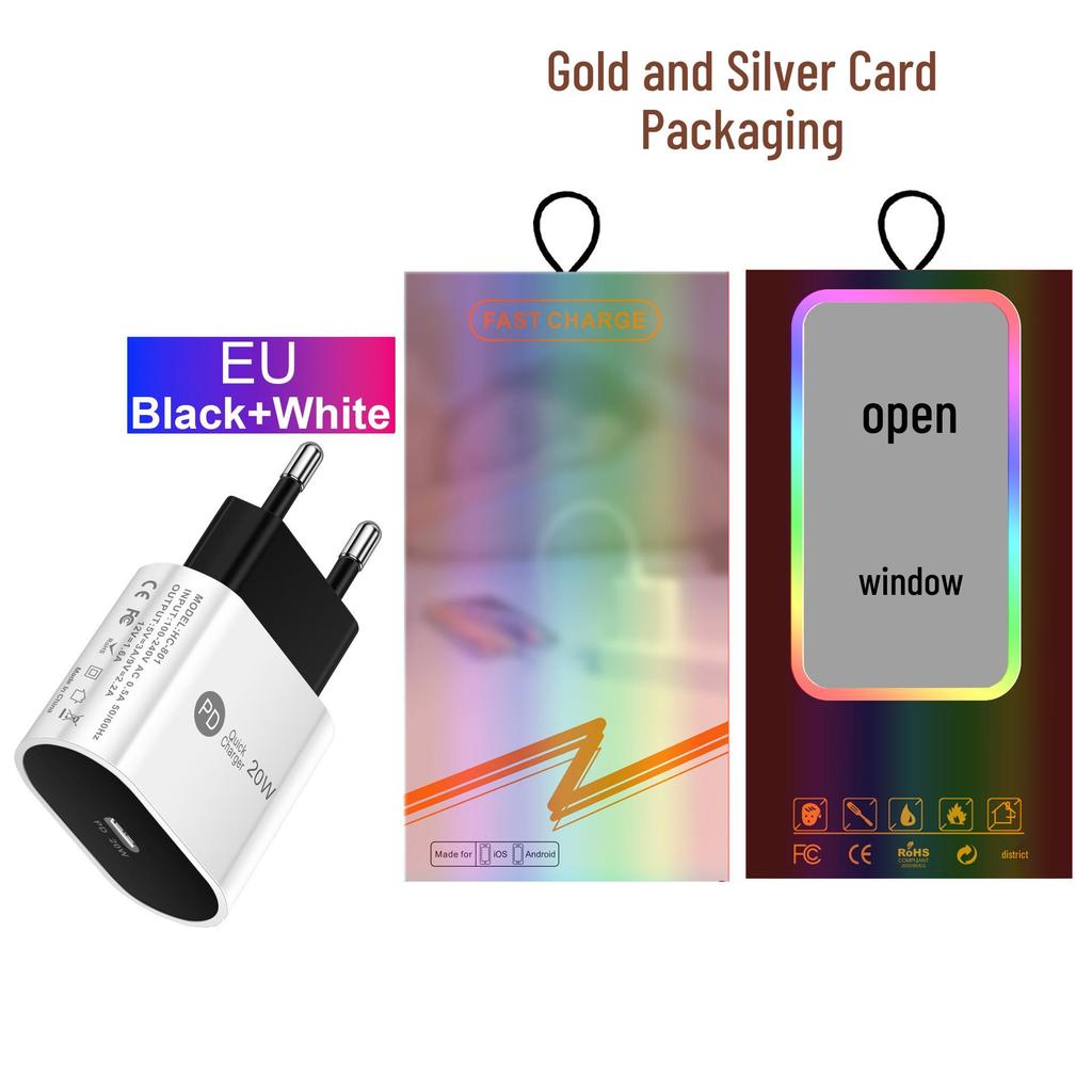 20W PD Fast Charger - EU, US, UK Plug, Single Port