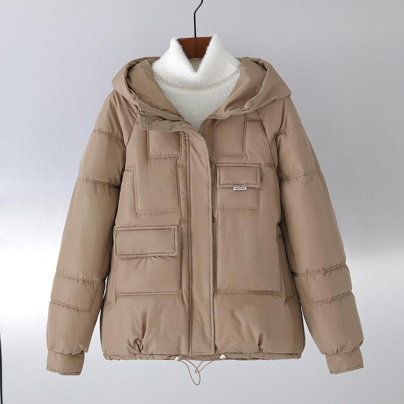 New Hooded Cotton Clothes Women's Loose Multi-pocket Cotton-padded Clothes Winter Bread Clothes Short Coat