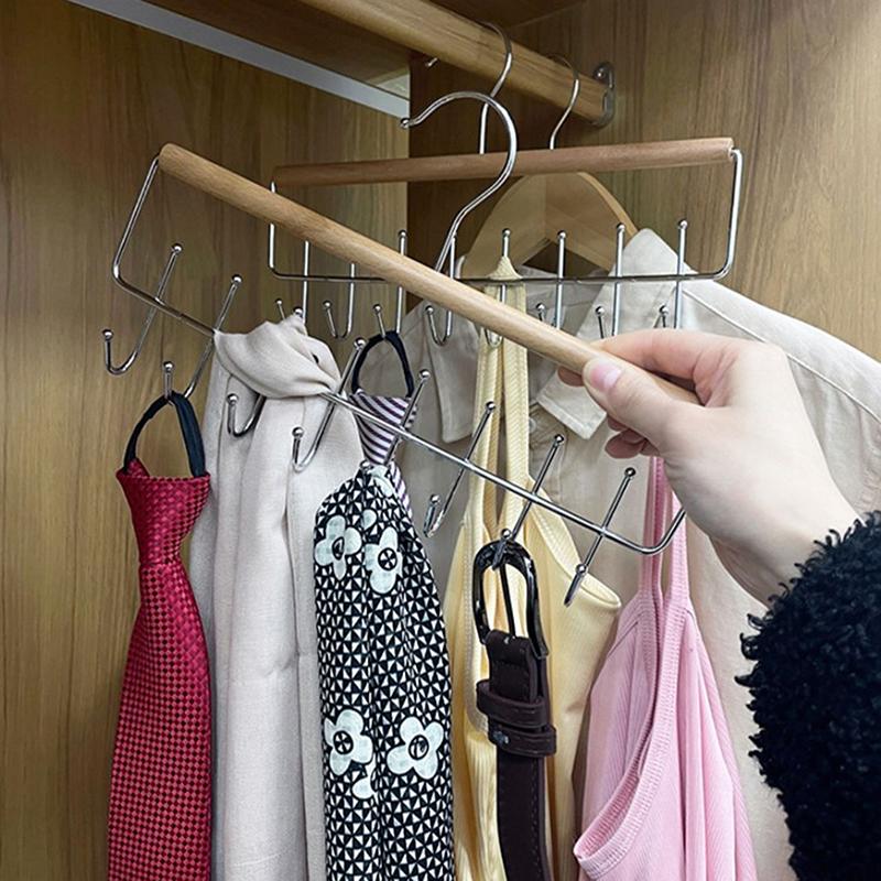 Multifunctional Rotatable Clothes Drying Rack Wooden Clothes Rack With Hook Underwear Vest Storage Clothes Drying Rack