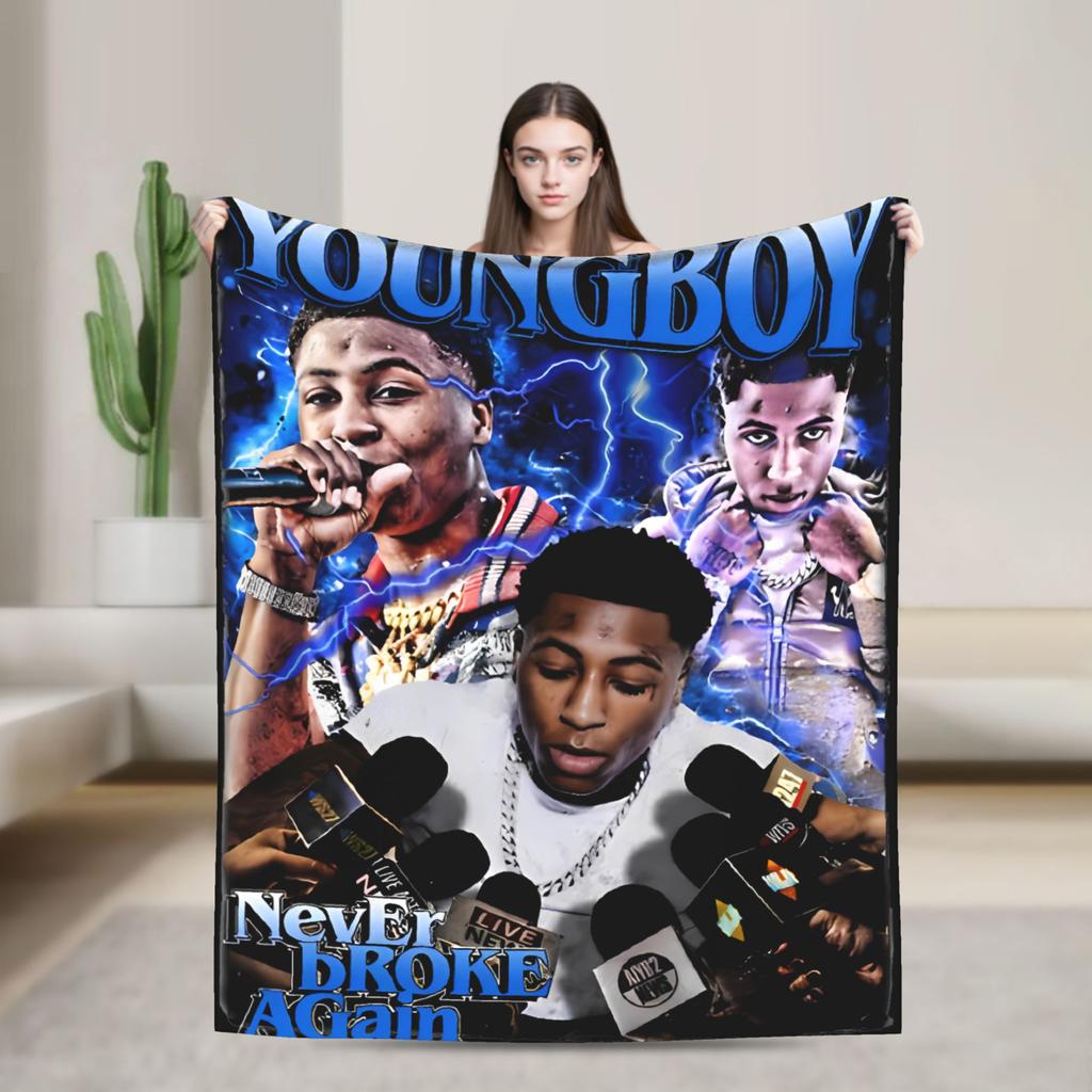 YoungBoy Never Broke Again Decke Warm Street Trend Plüsch Überwurfdecke für Sofa Sessel Reisen Büro Tagesdecke Bettbezug