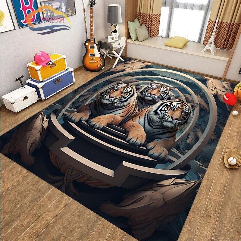 Covor de podea cu animale cool tigru art fashion covor Decorație casei cadouri covor Anti-alunecare pentru sufragerie și pat copil