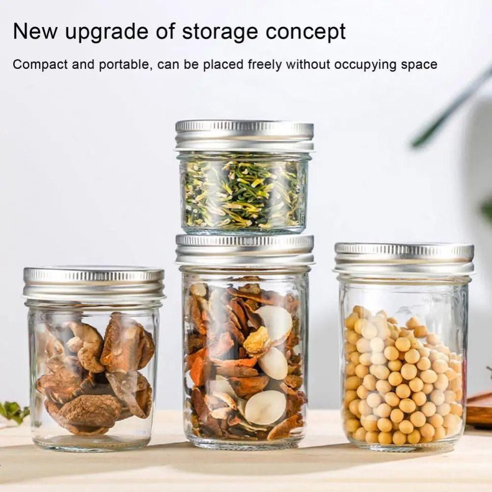 200/250/300/400/500/650ML with Lid Sealed Can Large Capacity Storage Bottle New Glass Jar